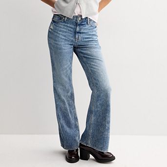 Juniors' SO® Mid Rise Baggy Flare Jeans