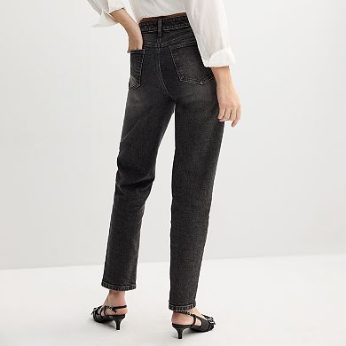 Juniors' SO High Rise Button Fly Slim Straight Jeans