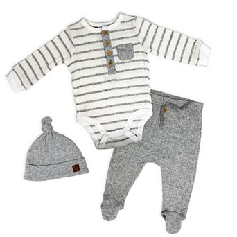 Baby Boys Take Me Home 3 pc Layette Set, Heather Stripes