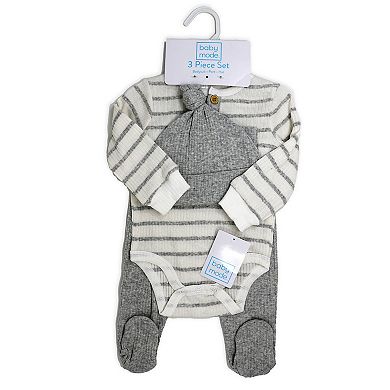 Baby Boys Take Me Home 3 Piece Layette Set, Heather Stripes