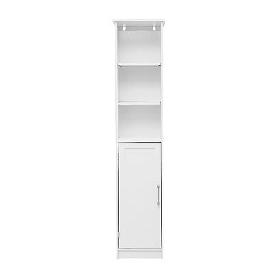 Merrick Lane Contemporary Floorstanding Slim Linen Tower Organizer With Shelves