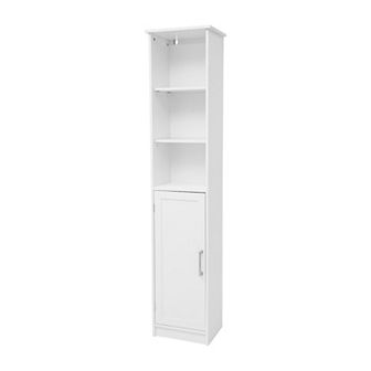 Merrick Lane Contemporary Floorstanding Slim Linen Tower Organizer With Shelves