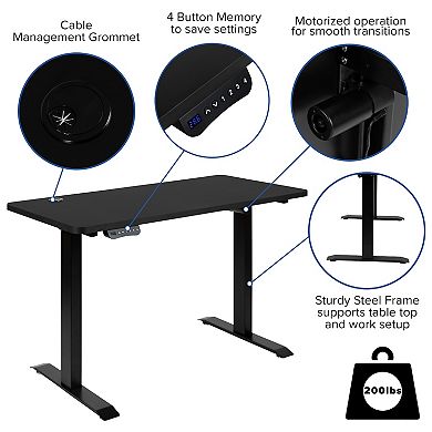 Emma and Oliver 48" Wide Electric Adjustable Standing Desk & Swivel Office Chair