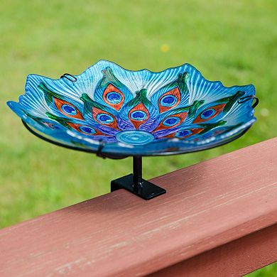 Sunnydaze Exquisite Feathers Deck-mounted/staked Glass Bird Bath