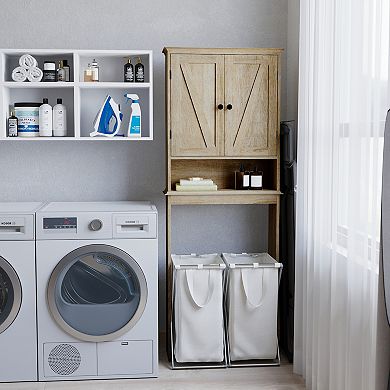 Merrick Lane Farmhouse Over The Toilet Storage Cabinet For Bath Or Laundry Room