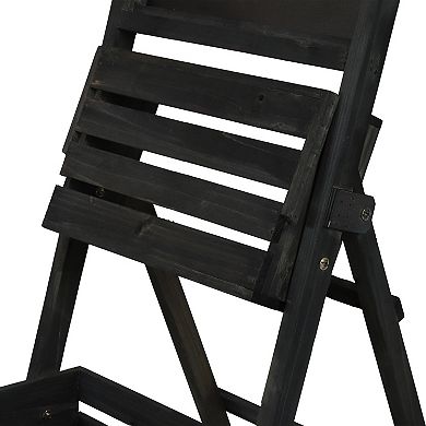 Sunnydaze Country Heart Ladder Plant Stand with Chalkboard - White