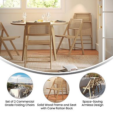 Merrick Lane Gordon Set Of 2 Cane Rattan Folding Chairs