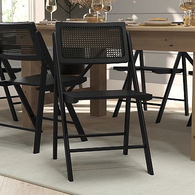 Merrick Lane Gordon Set Of 2 Cane Rattan Folding Chairs