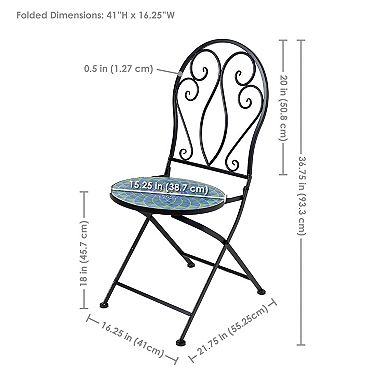 Sunnydaze Mosaic Tile Bistro Chair With Iron Frame - 2-pack