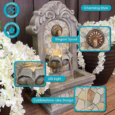 Sunnydaze Enchanting Estate Polyresin Flat Back Outdoor Wall Fountain