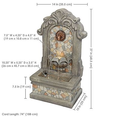 Sunnydaze Enchanting Estate Polyresin Flat Back Outdoor Wall Fountain