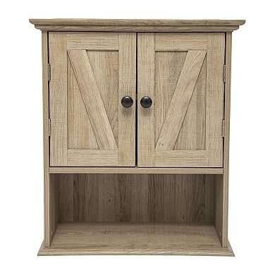 Merrick Lane Farmhouse Wall Mount Storage Cabinet For Bath Or Laundry Room