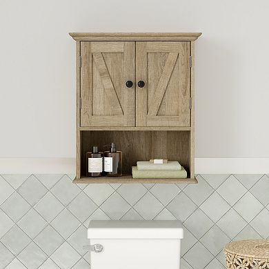 Merrick Lane Farmhouse Wall Mount Storage Cabinet For Bath Or Laundry Room