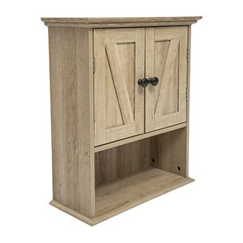 Merrick Lane Farmhouse Wall Mount Storage Cabinet For Bath Or Laundry Room