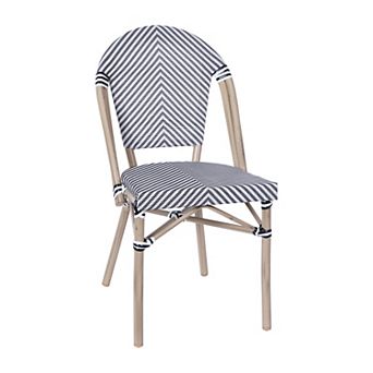 Merrick Lane Mael Stacking French Bistro Style Chair with Textilene Seat and Aluminum Frame