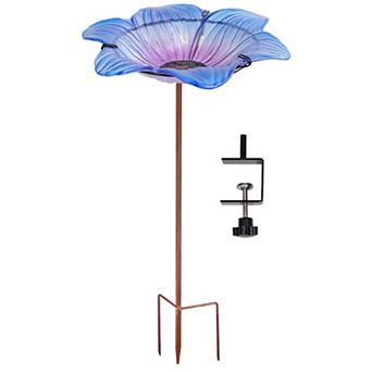 Sunnydaze Morning Glory Deck-mounted/staked Glass Bird Bath