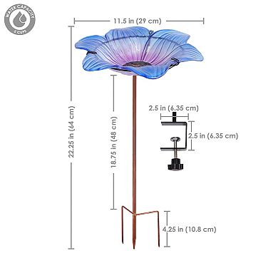 Sunnydaze Morning Glory Deck-mounted/staked Glass Bird Bath