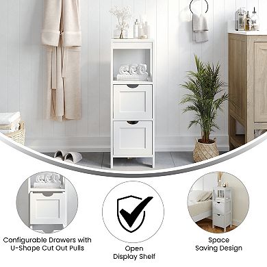 Merrick Lane Farmhouse Bathroom Storage Organizer With 2 Removable Drawers And Shelf