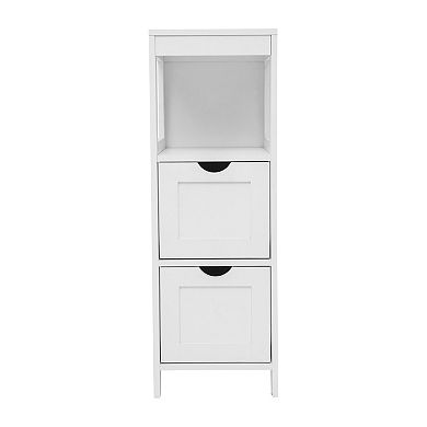 Merrick Lane Farmhouse Bathroom Storage Organizer With 2 Removable Drawers And Shelf