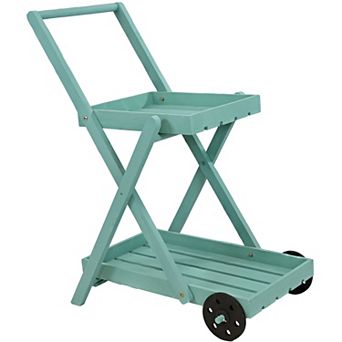 Sunnydaze 2 tier Fir Wheeled Planter Stand - Robin Egg Blue