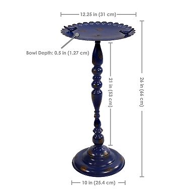 Sunnydaze Feathered Friends Iron Pedestal Bird Feeder- Blue - 26" H