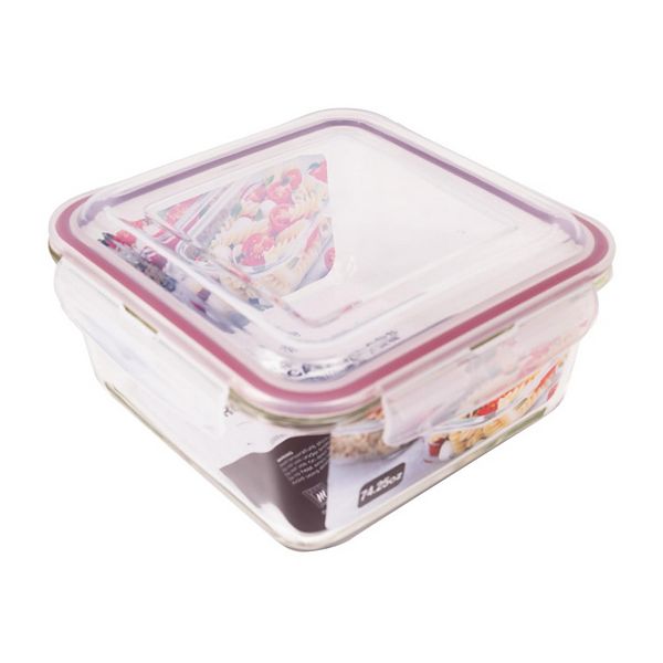 Lexi Home Square 74.25 Oz. Glass Food Storage Container With Red