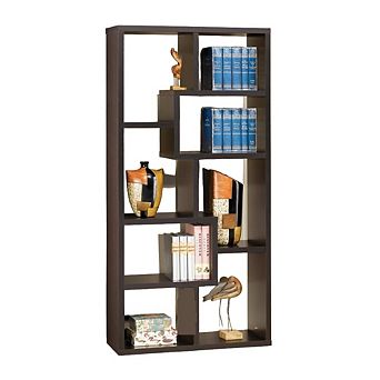 Modern Cube Contemporary Style Bookcase In Cappuccino Finish