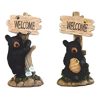 Fc Design 5.5"h 2 pc Set Bear With Tree Welcome Sign Figurine Decoration Home Room Decor
