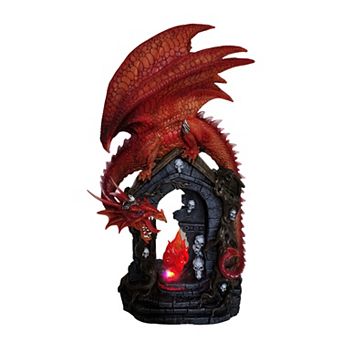 Fc Design 14"h Red Dragon O A Gate With Led Figurine Decoration Home Room Decor