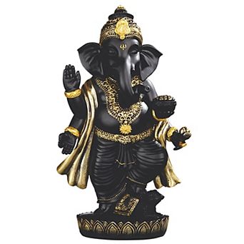 Fc Design 10.75"h Black Ganesh In Gold With Mushak Figurine Decoration Home Room Decor