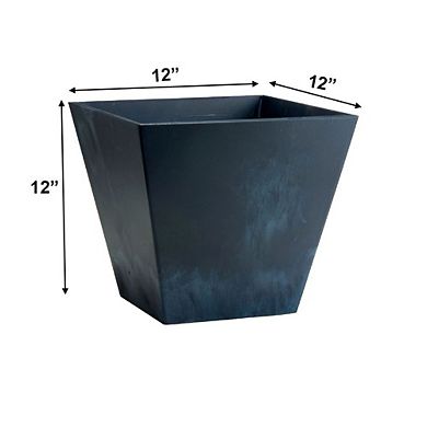 Square Black Indoor-Outdoor Planter for Decorative Plants and Greenery, 12 inches
