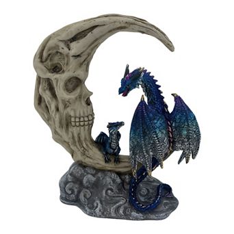 Fc Design 6.75"h Blue Dragon On Skeleton Moon Figurine Decoration Home Room Decor