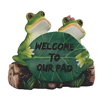 Fc Design 7"wfrog Couple With Welcome To Our Pad Leaf Figurine Decoration Home Room Decor