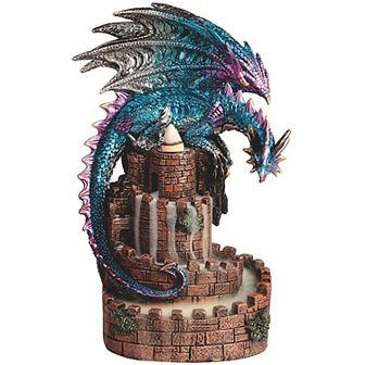 Fc Design 9"h Blue Dragon On Castle Backflow Figurine Home Décor