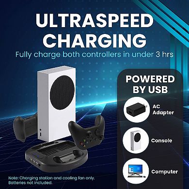 For Xbox Series S Console Vertical Stand Cooling Fan Controller Charging Station