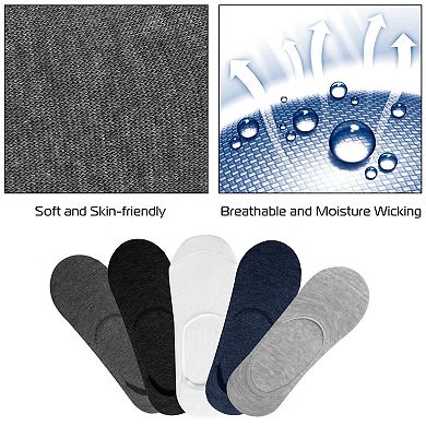 No Show Invisible Socks Breathable Non-slip Low Cut Set Of 5 Pair