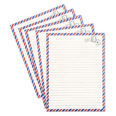 96 Pack Vintage-style Airmail Stationery Set, 48 Lined Paper Sheets, Envelopes