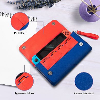 For Nintendo Switch & Oled Model Carrying Case Purse Sleeve Travel Bag Red/blue