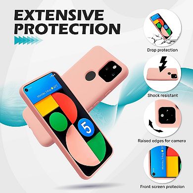 For Google Pixel 5 (2020) Liquid Silicone Case Soft Protective Slim Cover Pink