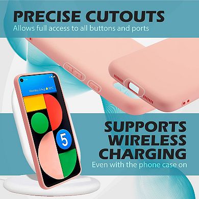 For Google Pixel 5 (2020) Liquid Silicone Case Soft Protective Slim Cover Pink