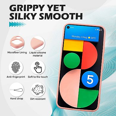 For Google Pixel 5 (2020) Liquid Silicone Case Soft Protective Slim Cover Pink