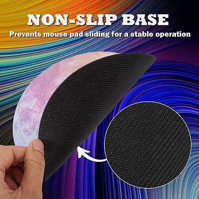 Mouse Pad Round Galaxy Series Non-slip For Gaming Office Gift Idea Pink Moon