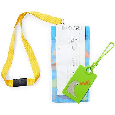 Kid's Dinosaur Boarding Pass And Luggage Tag Set For Travel (2 Pieces)