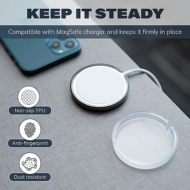 2-pack Case For Magsafe Charger Pad, Protective Soft Tpu Skin Cover Clear & Gray