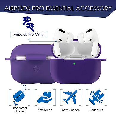 Silicone Protective Skin Compatible With Apple Airpods Pro Charging Case, Purple