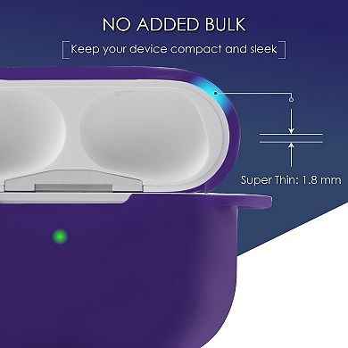 Silicone Protective Skin Compatible With Apple Airpods Pro Charging Case, Purple