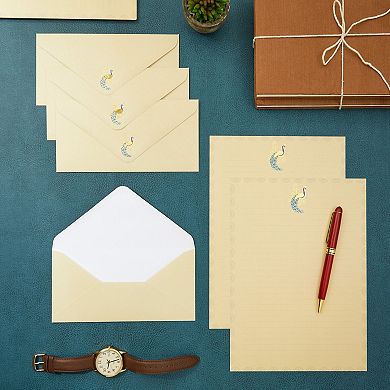 48x Peacock Elegant Stationery Paper Set With Envelopes For Letter Writing