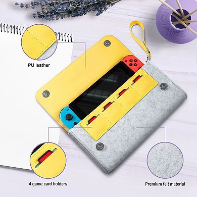 For Nintendo Switch & Oled Model Carrying Case Purse Sleeve Travel Bag Yellow