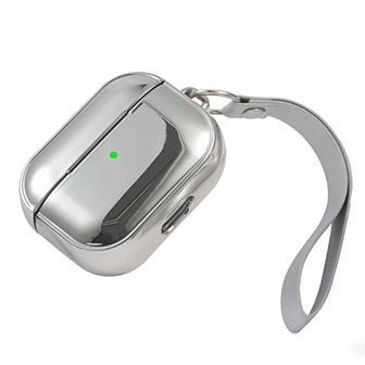 Glitter Plating Soft Touch Case Cover With Hand Strap For Airpods Pro, Silver