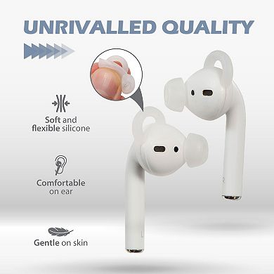 For Airpods 1 & 2 Earbuds Ear Hooks With Eartips Anti-lost Accessories 3x Clear